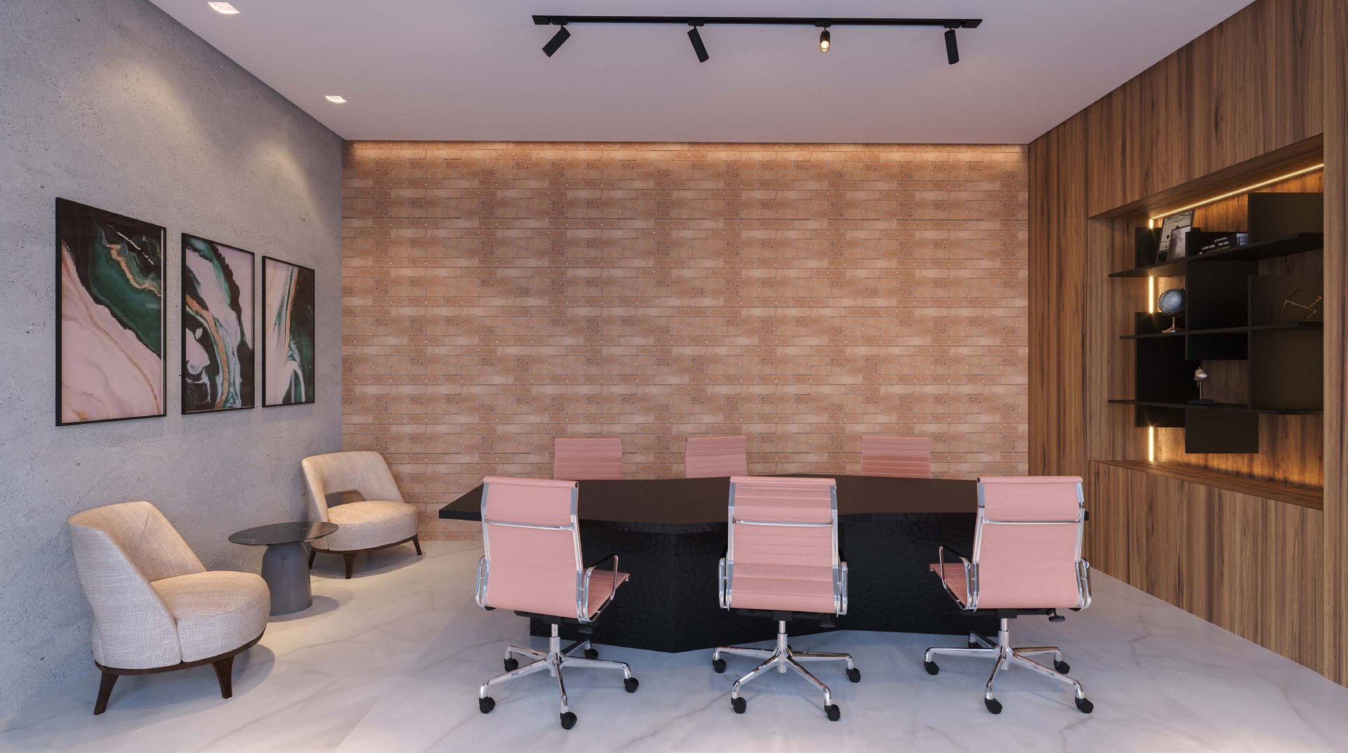 Coworking com ambientação contemporânea