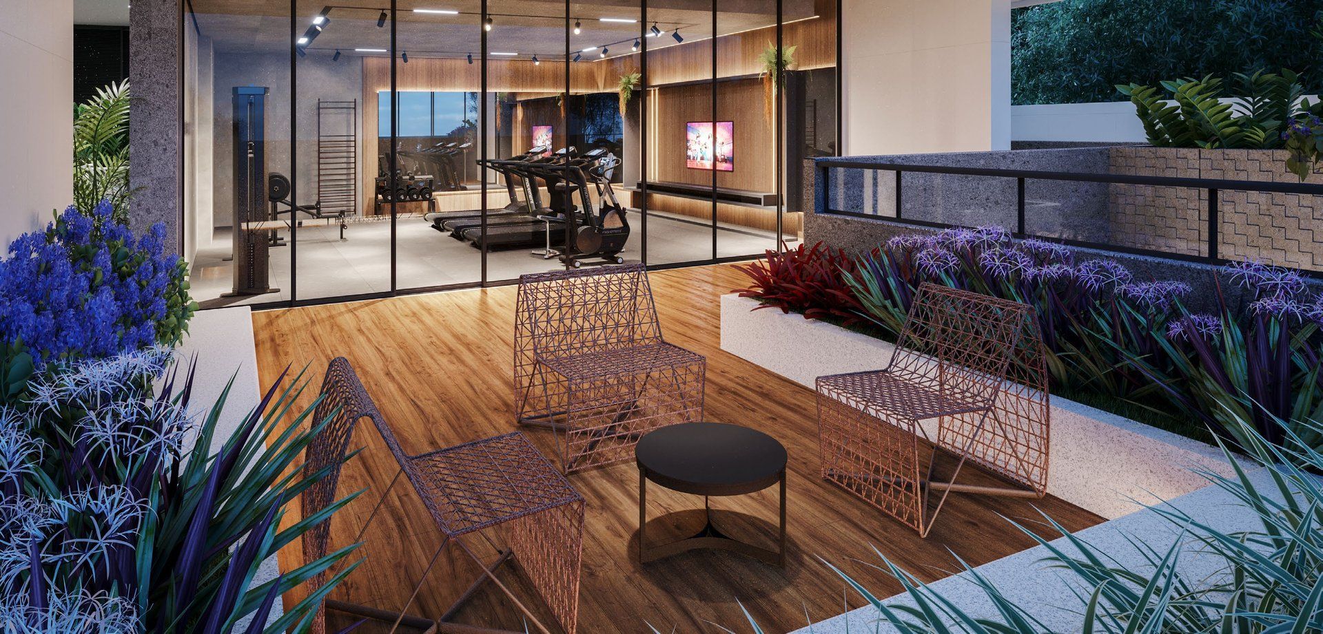 Lounge ao ar livre junto ao fitness