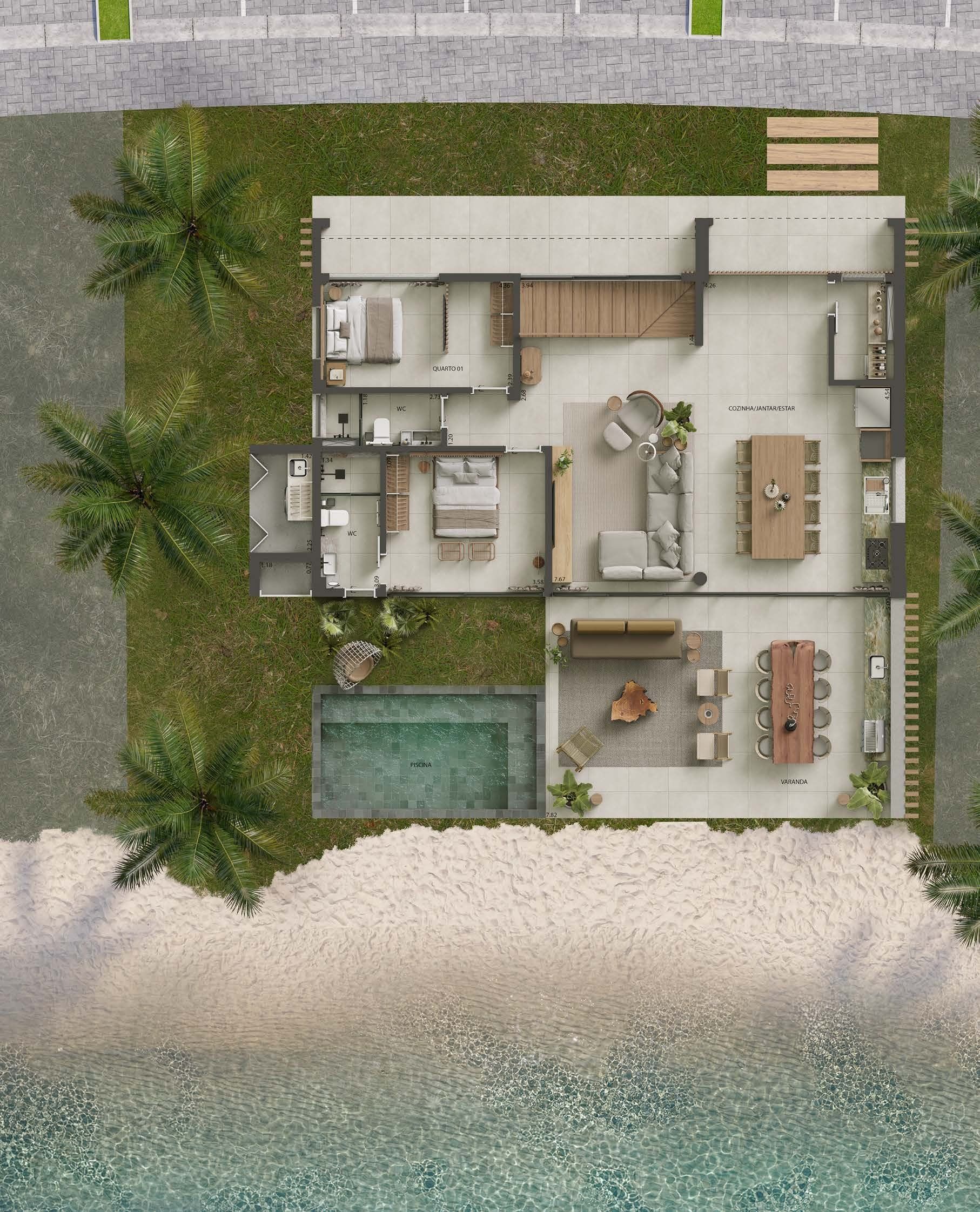 Planta Beach House, pavimento térreo