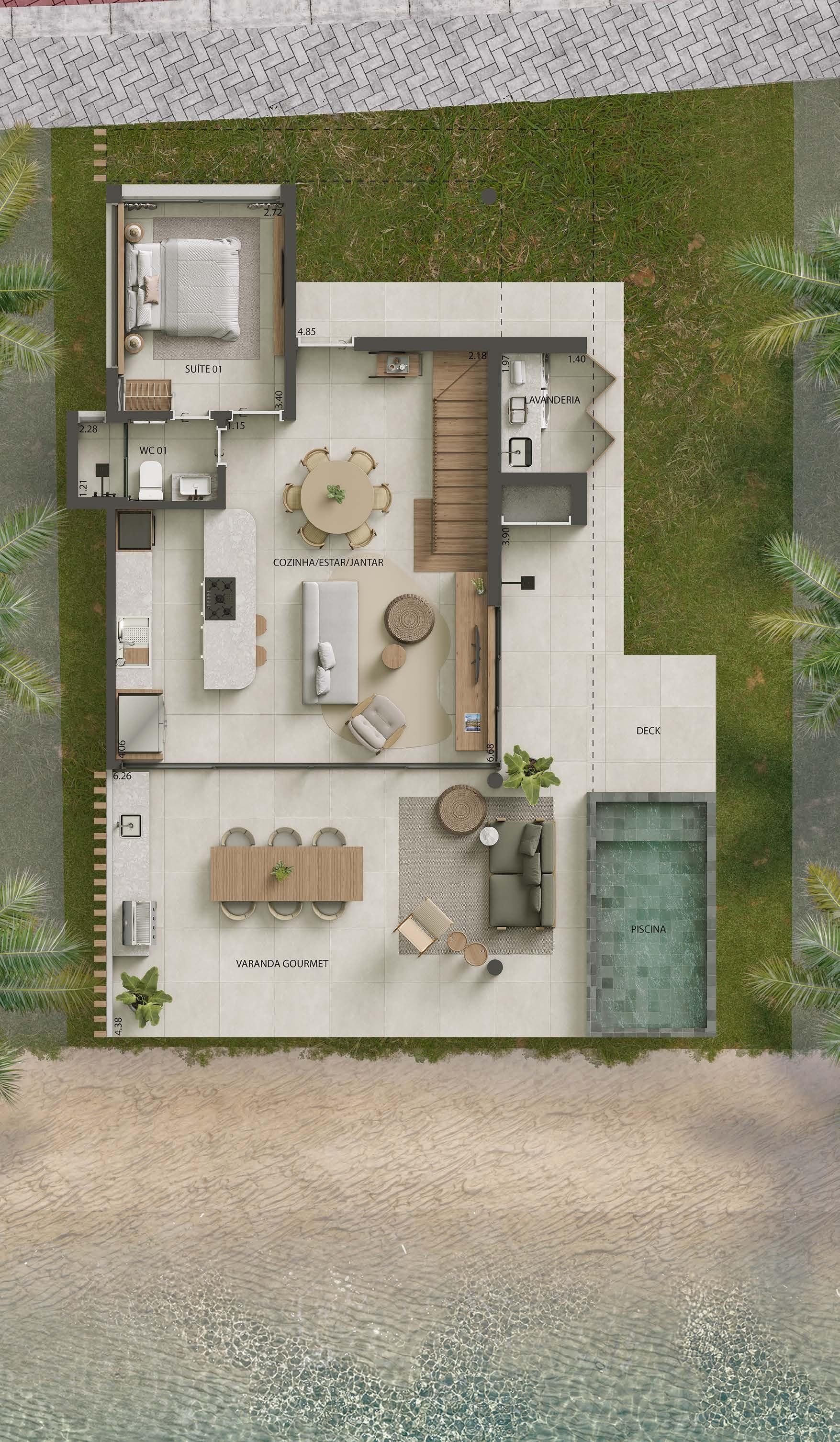 Planta Beach Lake, pavimento térreo