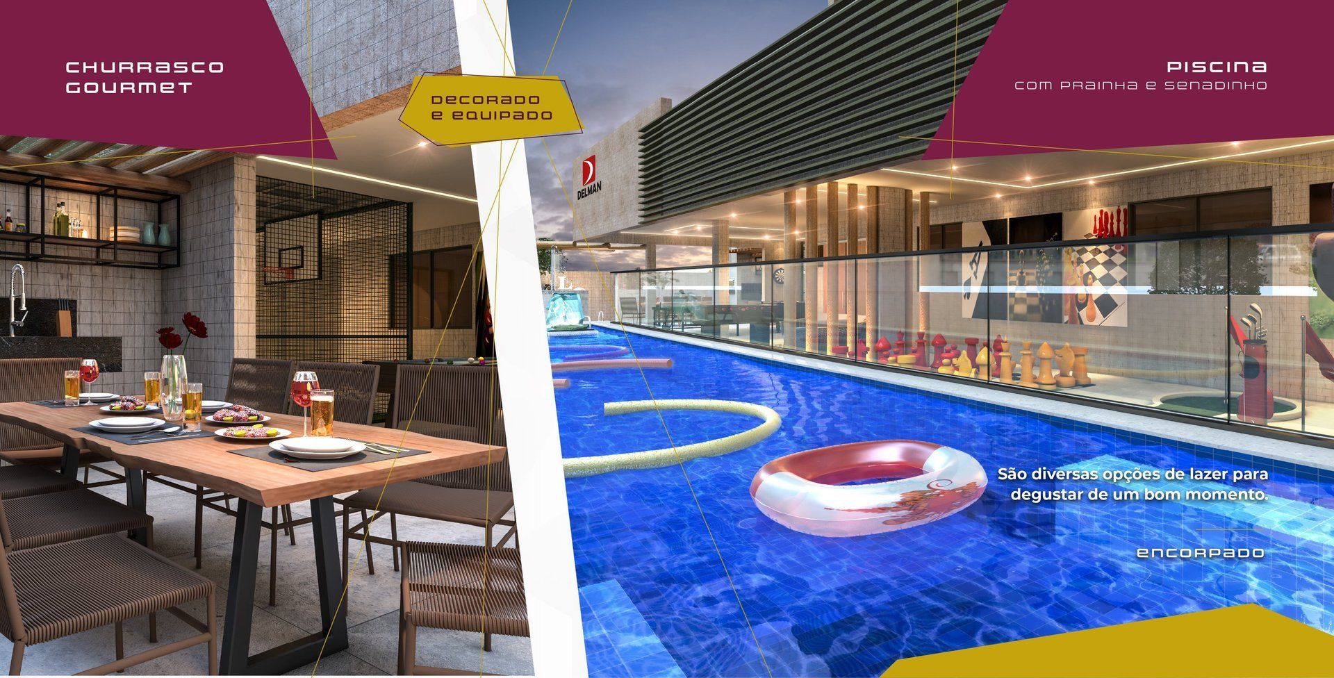 Churrasco gourmet e piscina com prainha e senadinho
