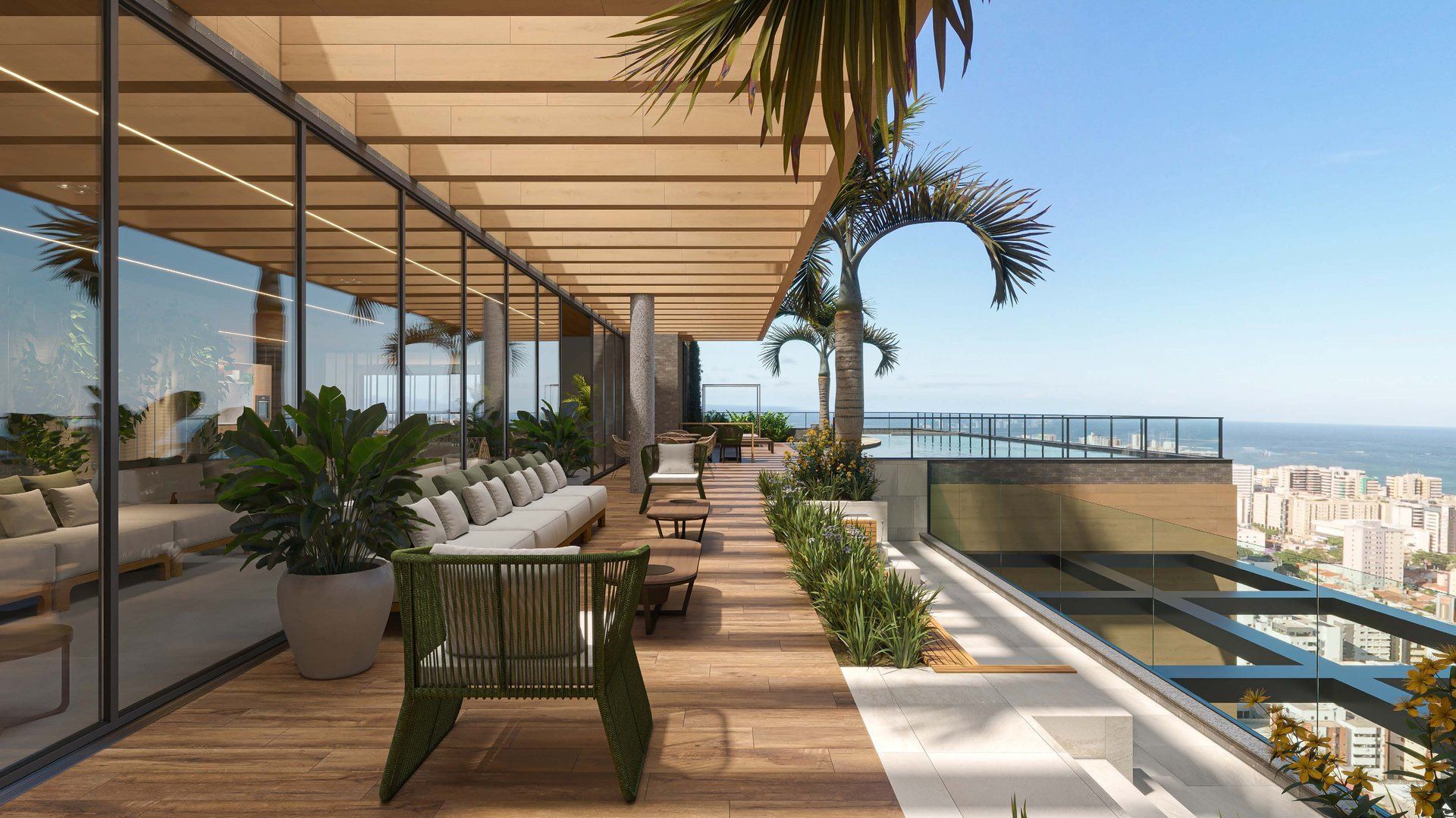 Deck view, ponto de contemplação entre as piscinas