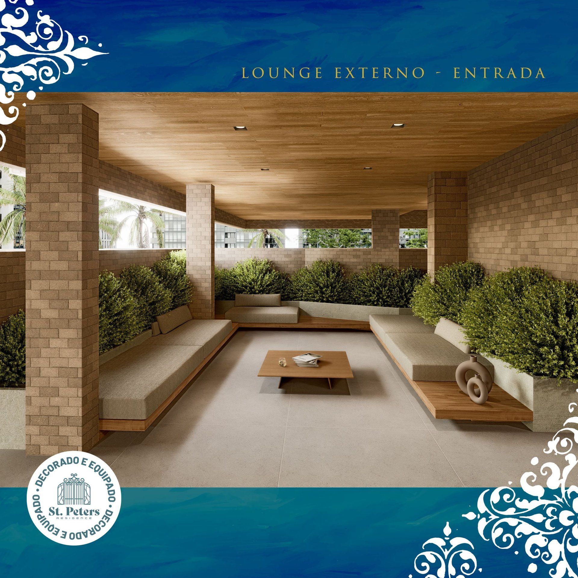 Lounge externo na entrada