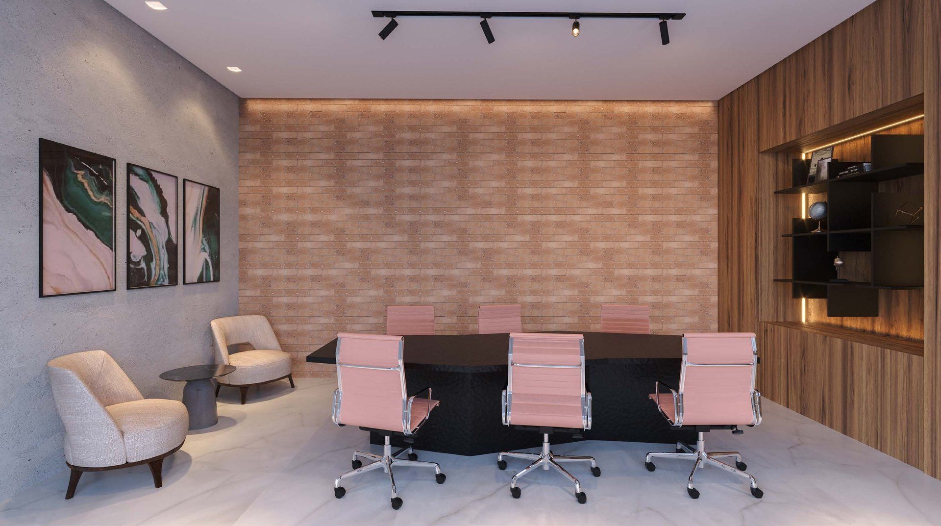 Coworking com ambientação contemporânea