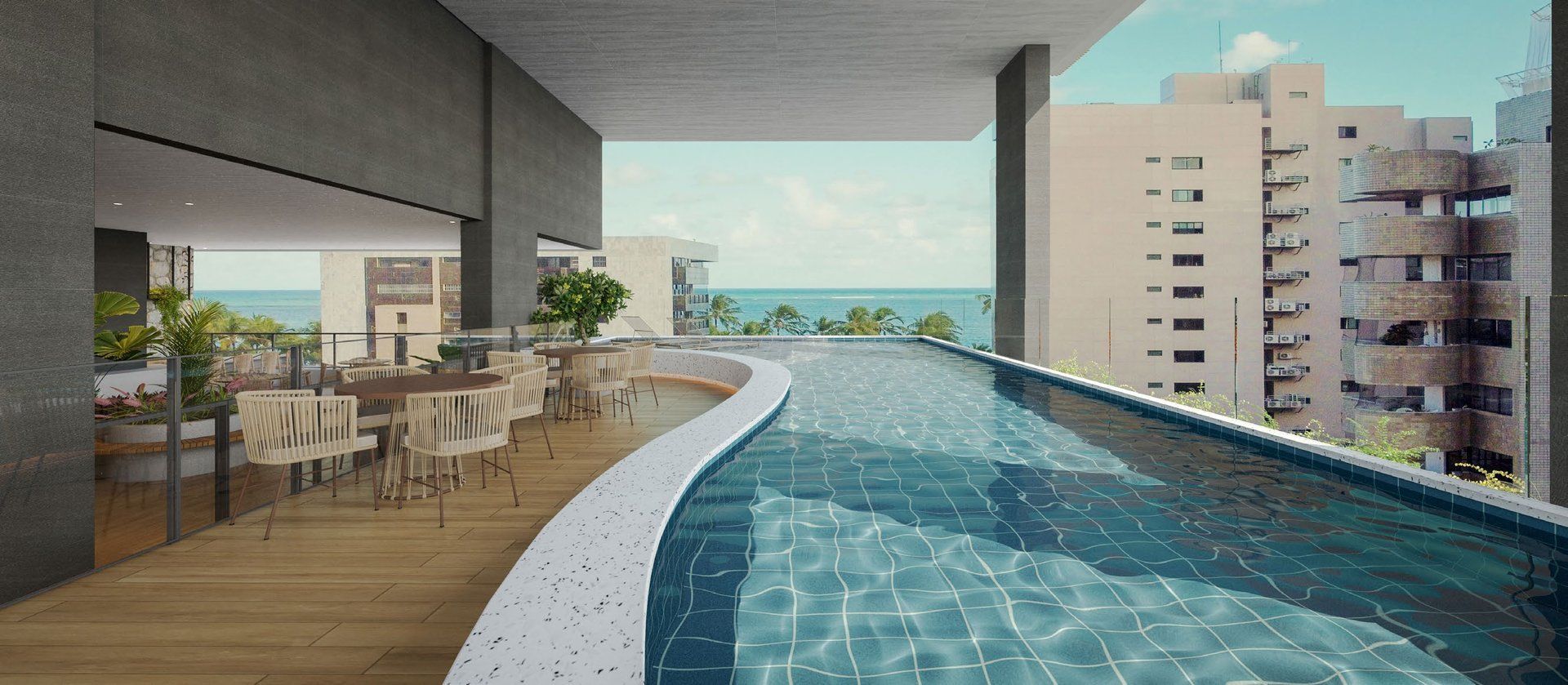 Piscina com vista para o mar