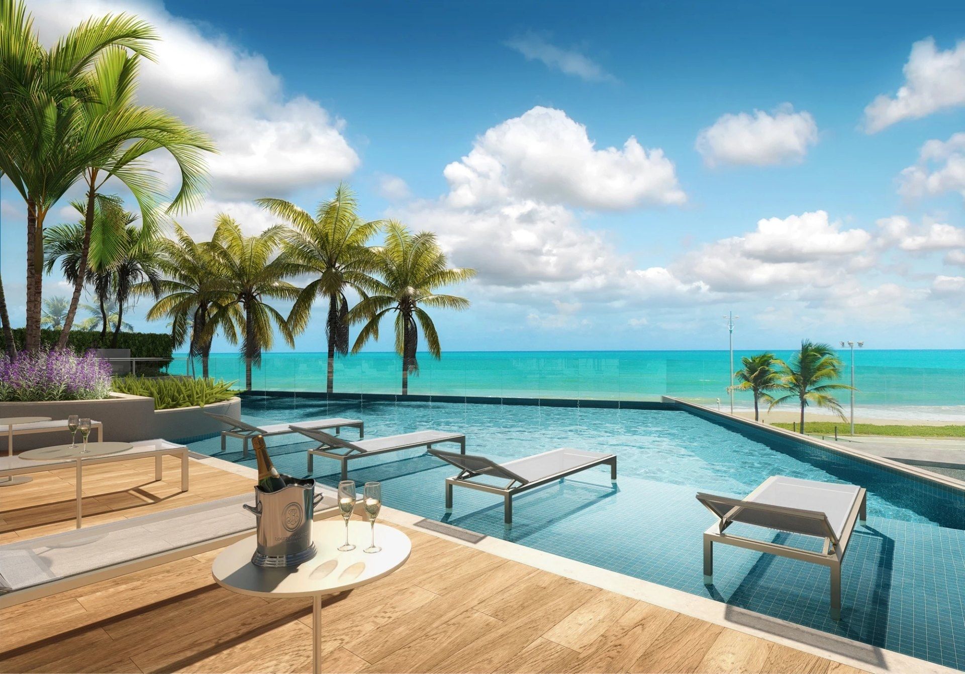 Piscina com vista para o mar