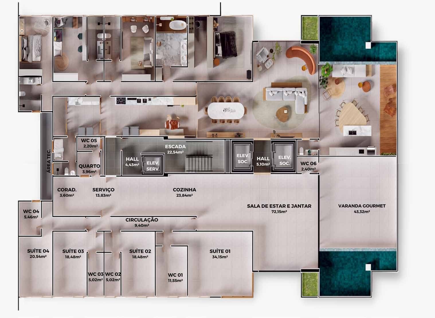 Planta Torre Escuna Master (352,45 m²)