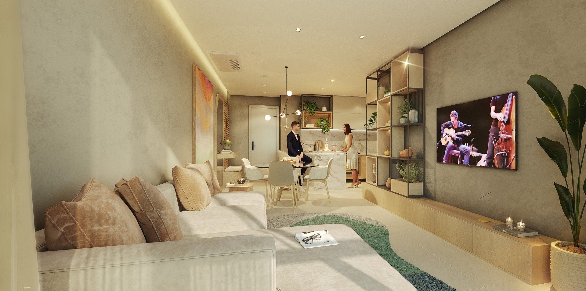 Living do apartamento de 2 quartos de 78 m² (terminação 05)