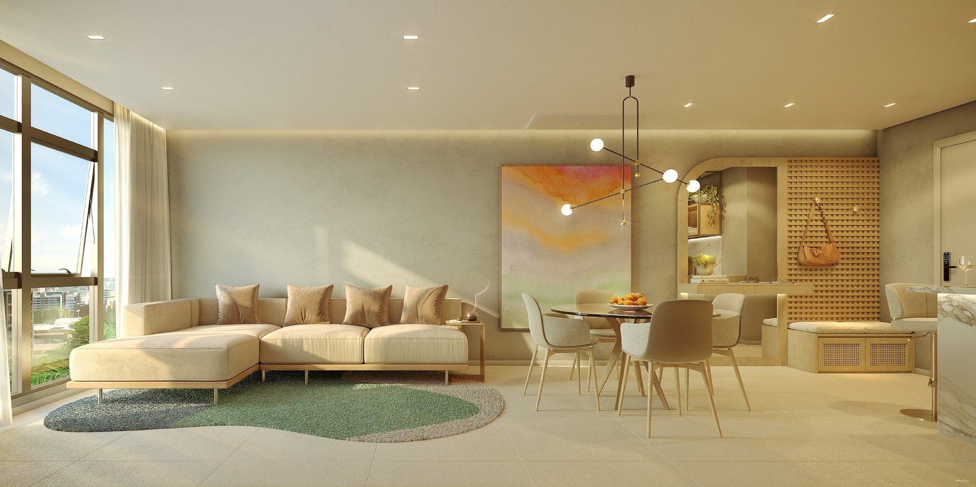 Estar e jantar do apartamento de 2 quartos de 78 m²
