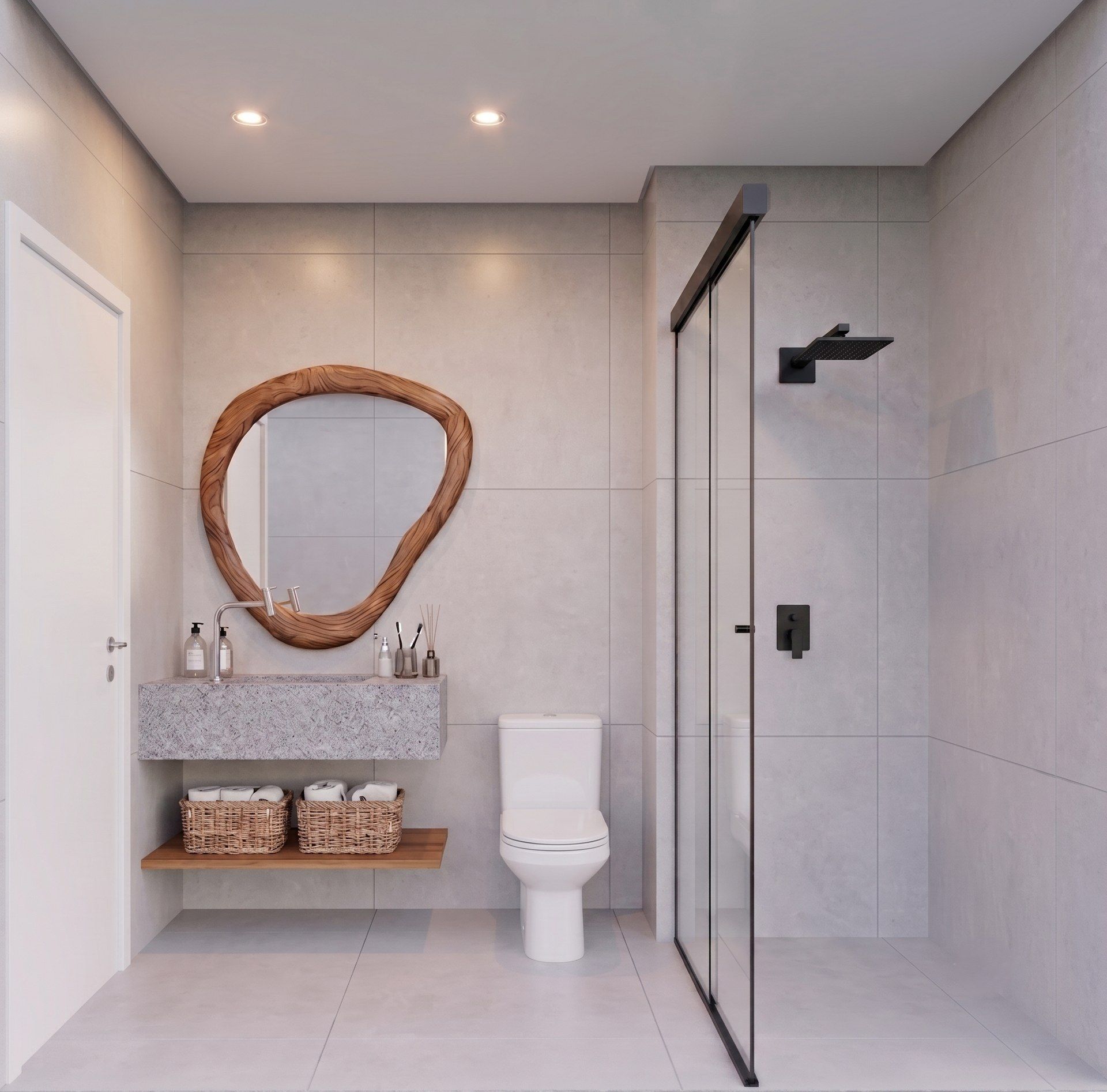 Quarto e sala térreo, estar e jantar