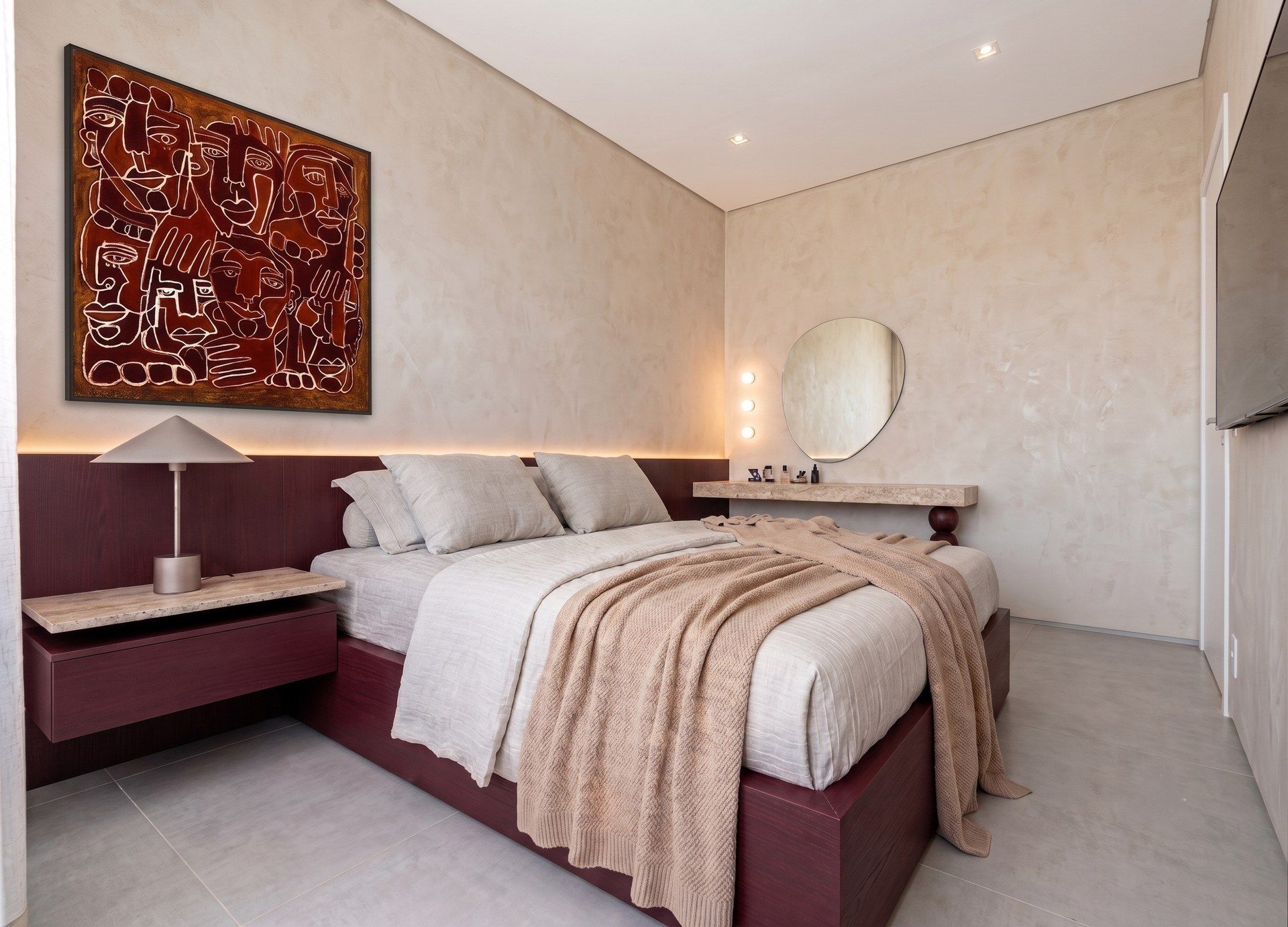 Quarto e sala superior, estar e jantar
