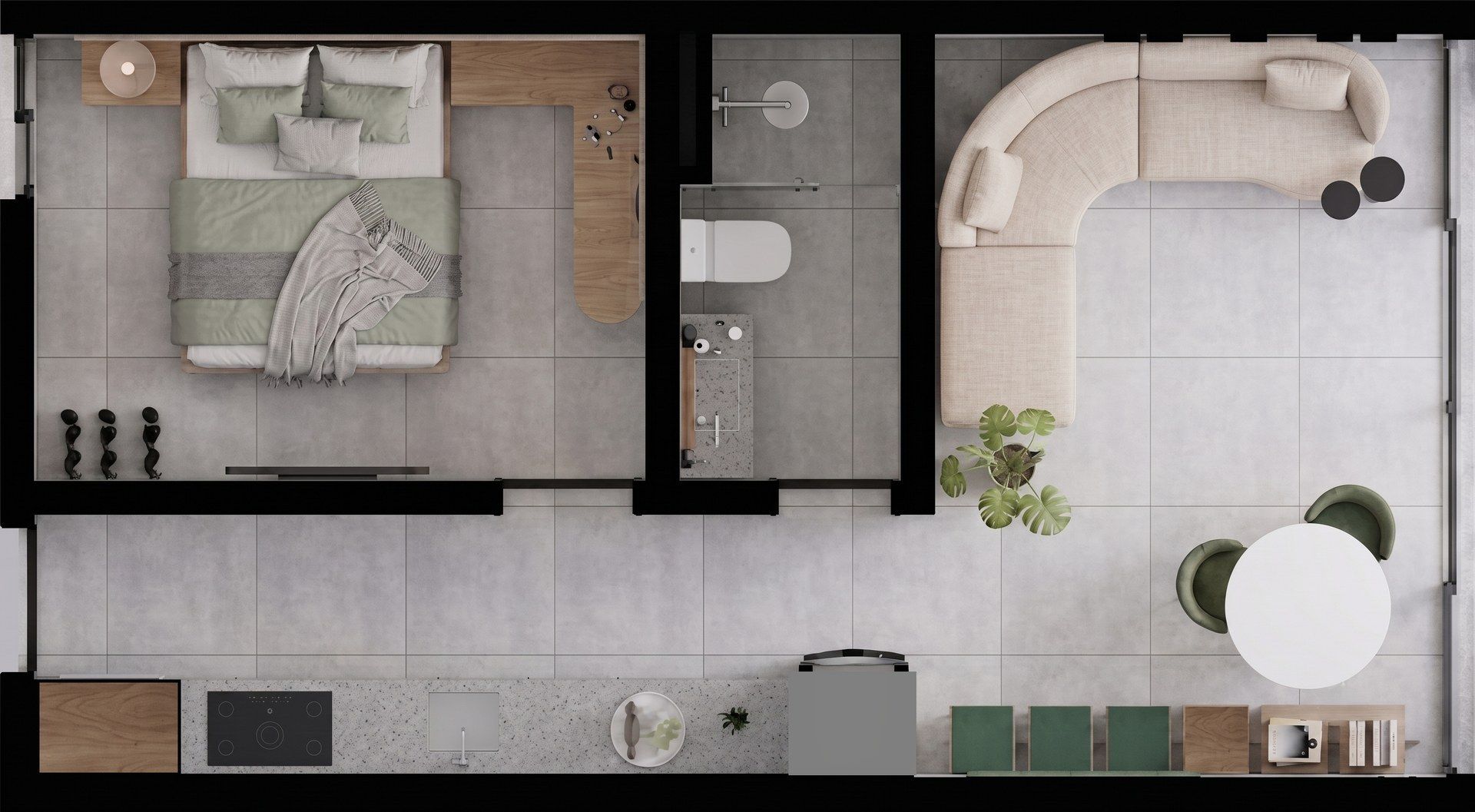 Quarto e sala superior, quarto