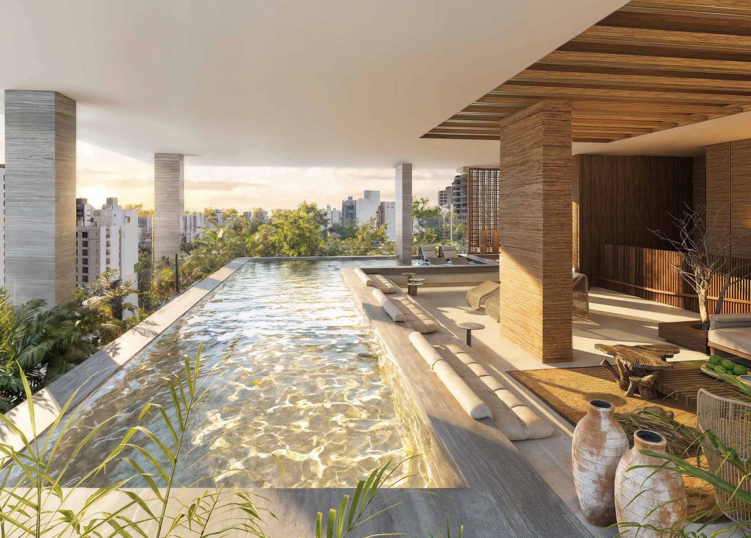 Piscina de uso exclusivo do hotel (perspectiva ilustrada)