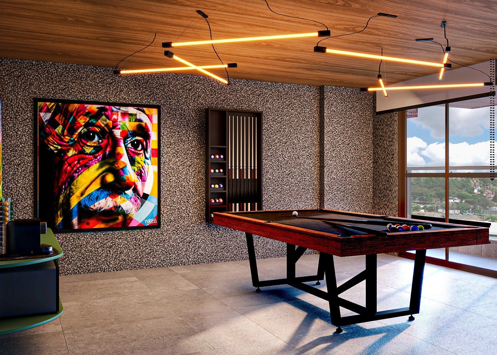 Sport bar, no mezanino (perspectiva ilustrada)