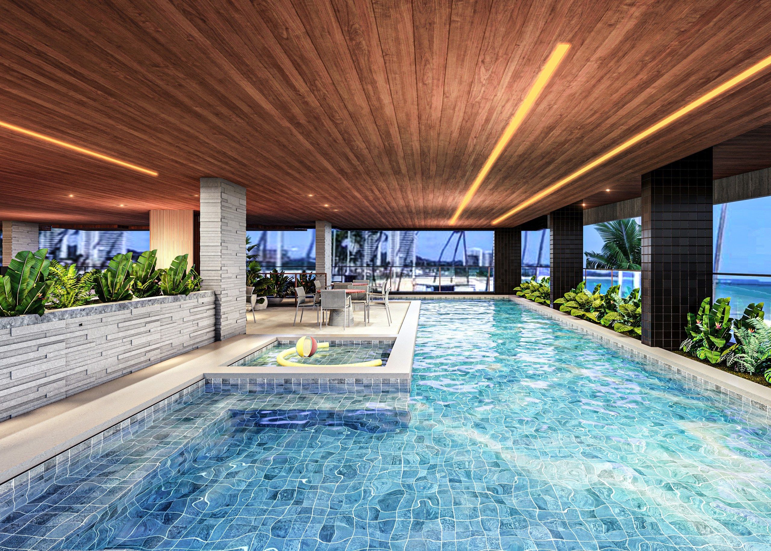 Piscina panorâmica, no mezanino (perspectiva ilustrada)