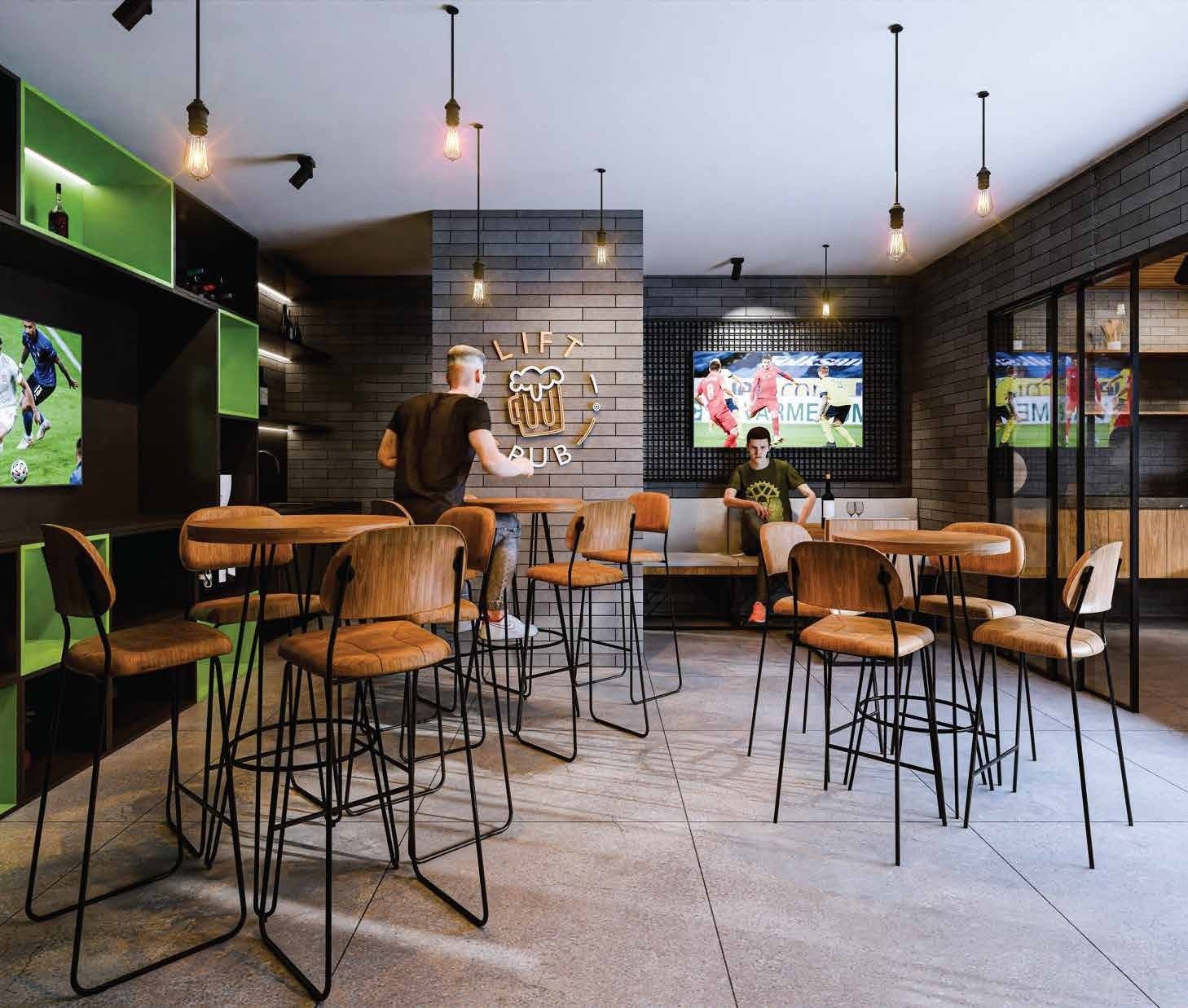 Pool station e Lift Pub (perspectiva ilustrada)