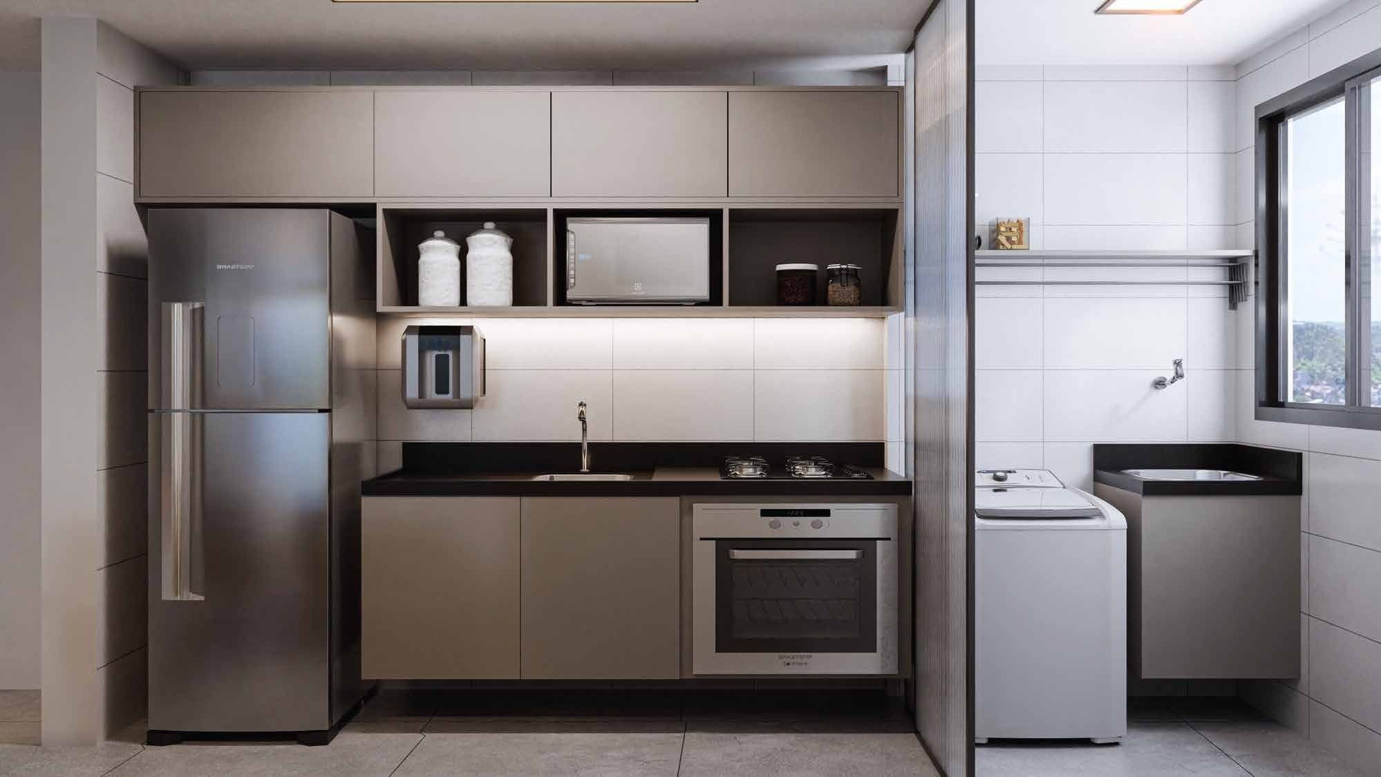 Ambientação do apartamento de 2 quartos (perspectiva ilustrada)