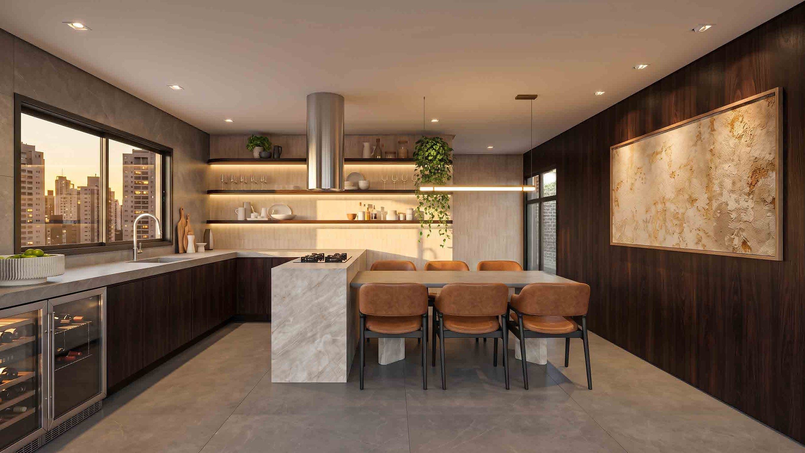 Espaço gourmet, no mezanino
