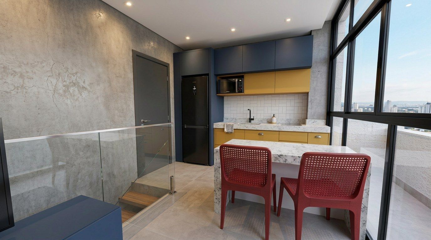 Cobertura duplex: estar e cozinha